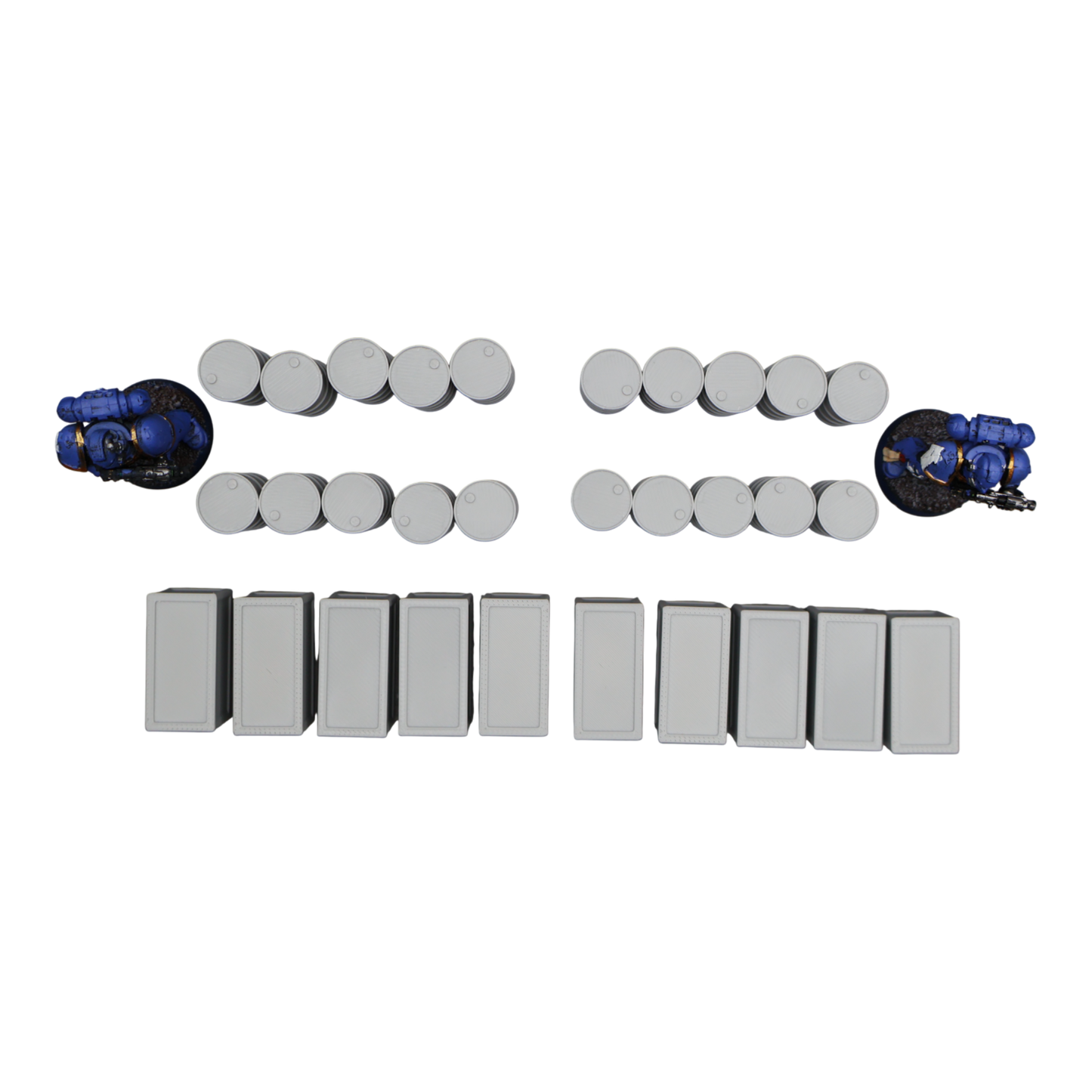 Oil Barrels x20 + Crates x10 - 28mm Wargaming Scatter Terrain Scenery Tabletop