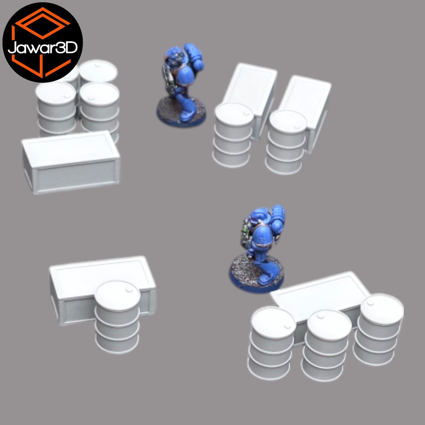 Oil Barrels x10 + Crates x5 - 28mm Wargaming Scatter Terrain Scenery Tabletop