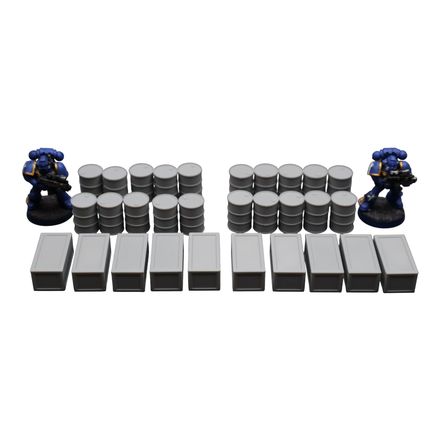 Oil Barrels x20 + Crates x10 - 28mm Wargaming Scatter Terrain Scenery Tabletop