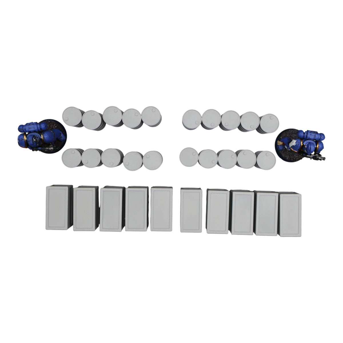 Oil Barrels x20 + Crates x10 - 28mm Wargaming Scatter Terrain Scenery Tabletop