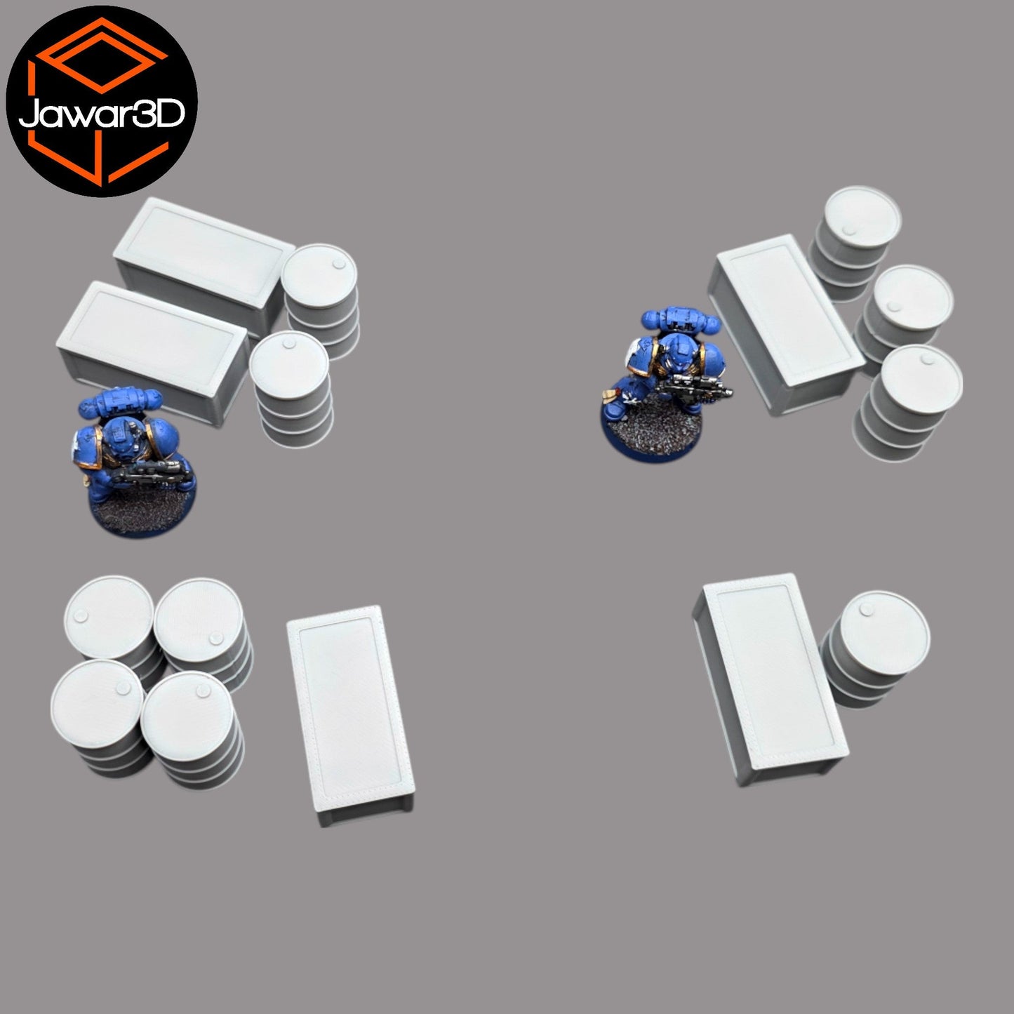 Oil Barrels x10 + Crates x5 - 28mm Wargaming Scatter Terrain Scenery Tabletop