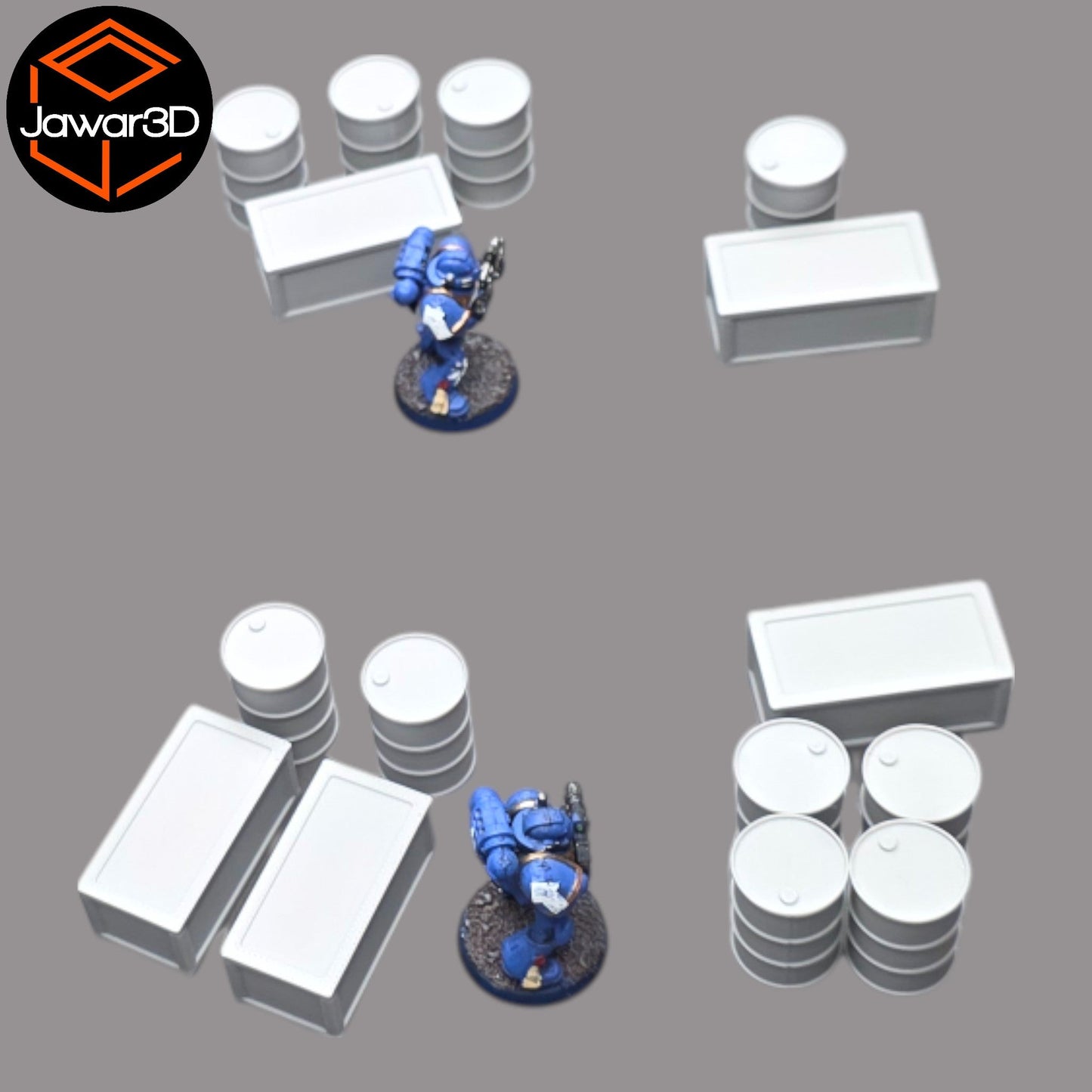 Oil Barrels x10 + Crates x5 - 28mm Wargaming Scatter Terrain Scenery Tabletop