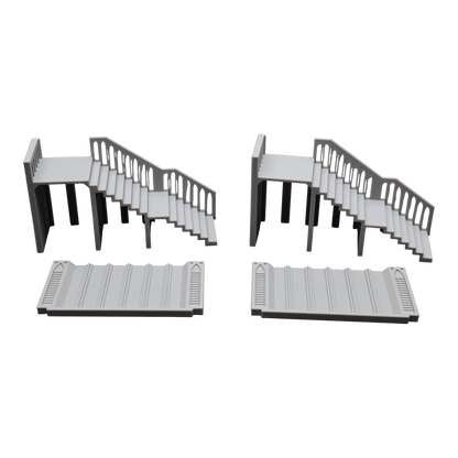 Base Stairs and Covers x2 - 28mm Wargaming Scatter Terrain Scenery Tabletop Miniature