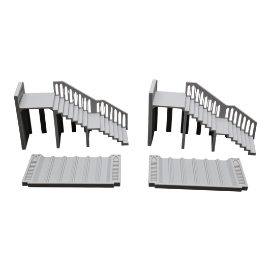 Base Stairs and Covers x2 - 28mm Wargaming Scatter Terrain Scenery Tabletop Miniature