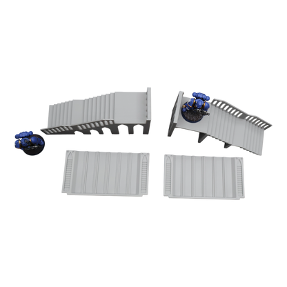 Base Stairs and Covers x2 - 28mm Wargaming Scatter Terrain Scenery Tabletop Miniature