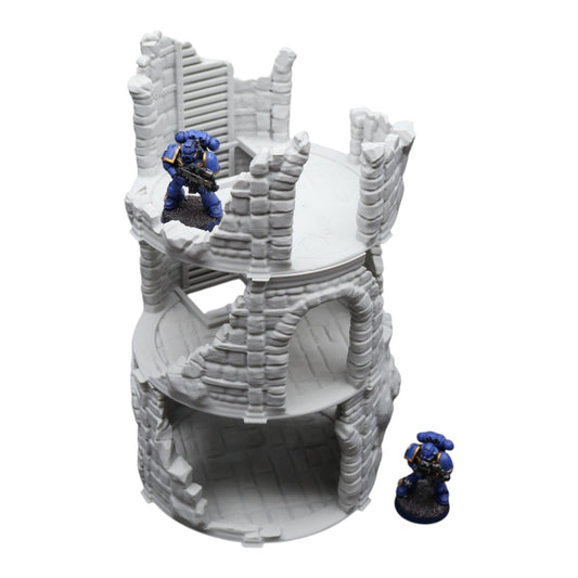 Circle Tower Ruined - 28mm Wargaming Scatter Terrain Scenery Tabletop Miniature
