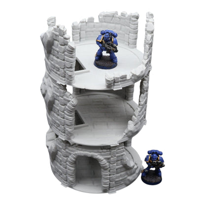 Circle Tower Ruined - 28mm Wargaming Scatter Terrain Scenery Tabletop Miniature