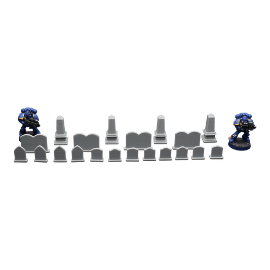 Headstone Collection - 28mm Wargaming Scatter Terrain Scenery Tabletop Miniature - 3D Printed Terrain and Scenery - Geek Gaming Scenics - Jawar3d