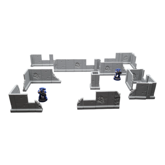 Blasted Walls Set - 28mm Wargaming Scatter Terrain Scenery Tabletop Miniature - 3D Printed Terrain and Scenery - Geek Gaming Scenics - Jawar3d