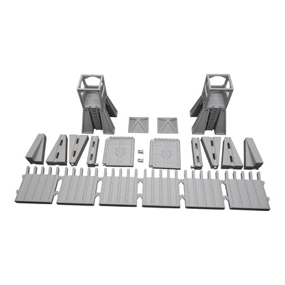 Command Station Watch Tower + Walls - 28mm Wargaming Scatter Terrain Scenery