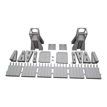 Command Station Watch Tower + Walls - 28mm Wargaming Scatter Terrain Scenery