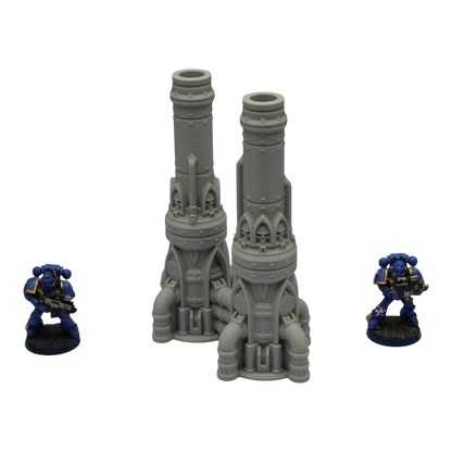 Dual Smokestack - 28mm Wargaming Scatter Terrain Scenery Tabletop Grimdark
