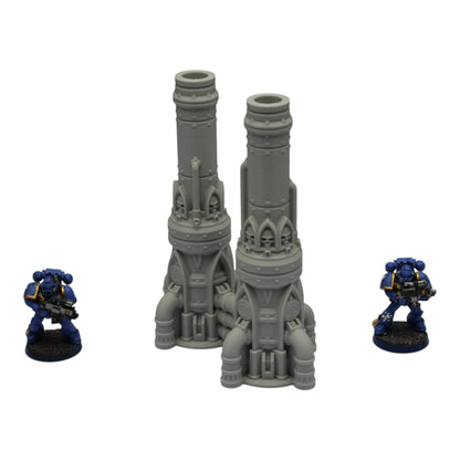 Dual Smokestack - 28mm Wargaming Scatter Terrain Scenery Tabletop Grimdark