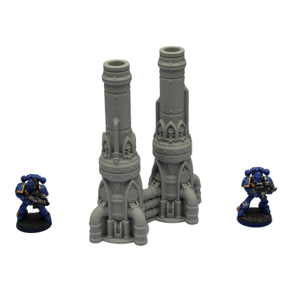 Dual Smokestack - 28mm Wargaming Scatter Terrain Scenery Tabletop Grimdark