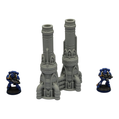 Dual Smokestack - 28mm Wargaming Scatter Terrain Scenery Tabletop Grimdark
