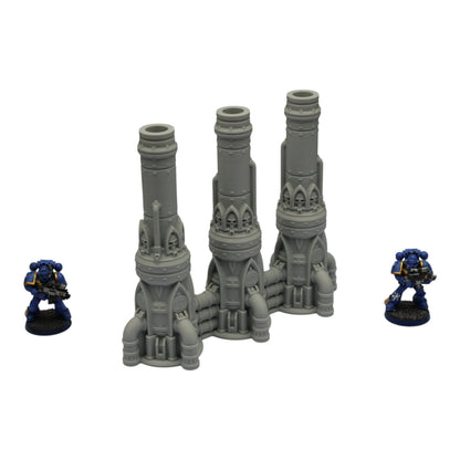 Triple Smokestack - 28mm Wargaming Scatter Terrain Scenery Tabletop Grimdark