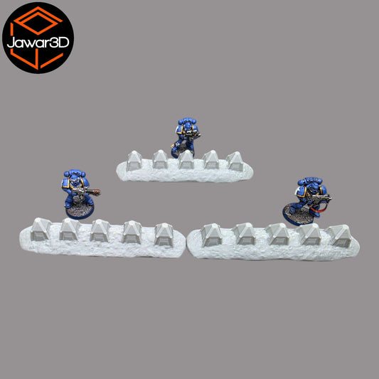 Tank Trap Wall x3 - 28mm Wargaming Scatter Terrain Scenery Tabletop Miniature