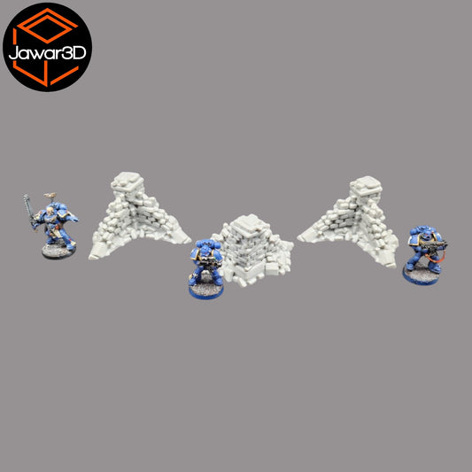 Crumbling Ruins #4 x3 - 28mm Wargaming Scatter Terrain Scenery Tabletop Minis