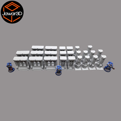 Modular Gothic Walls - 28mm Wargaming Scatter Terrain Scenery Tabletop Miniature