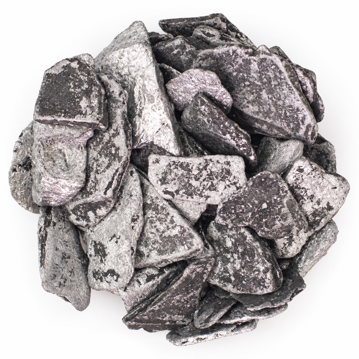 Silver metallic slate pieces, 20–40 mm
